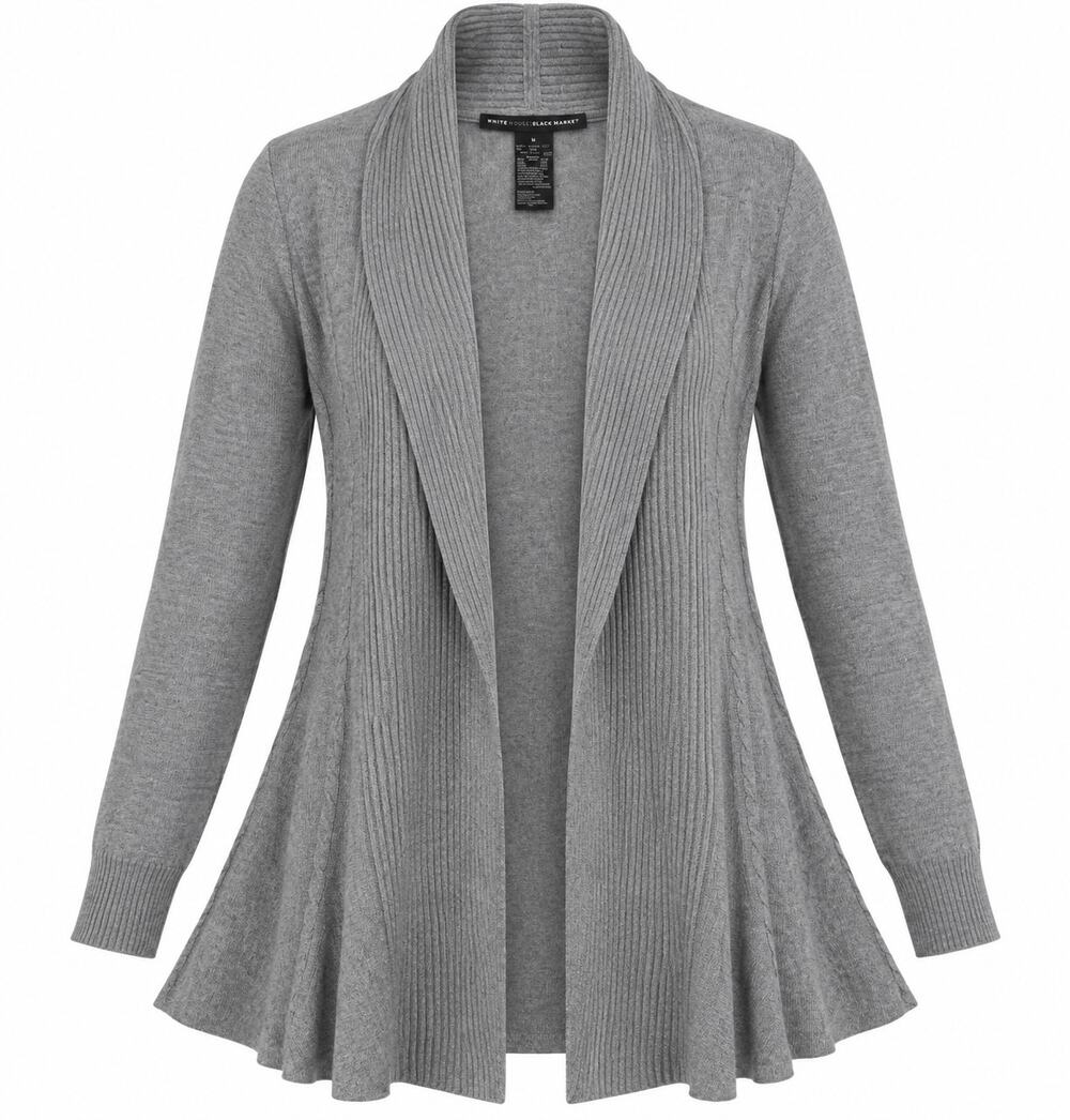 White House Black Market Gray Cashmere Blend Cardigan Small Quiet Luxury
